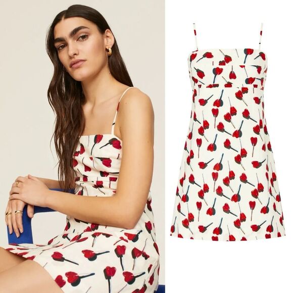 RACHEL ANTONOFF Size 6 Gwen Dress Lollipop Spaghetti Strap Mini Red Hearts - Picture 2 of 12